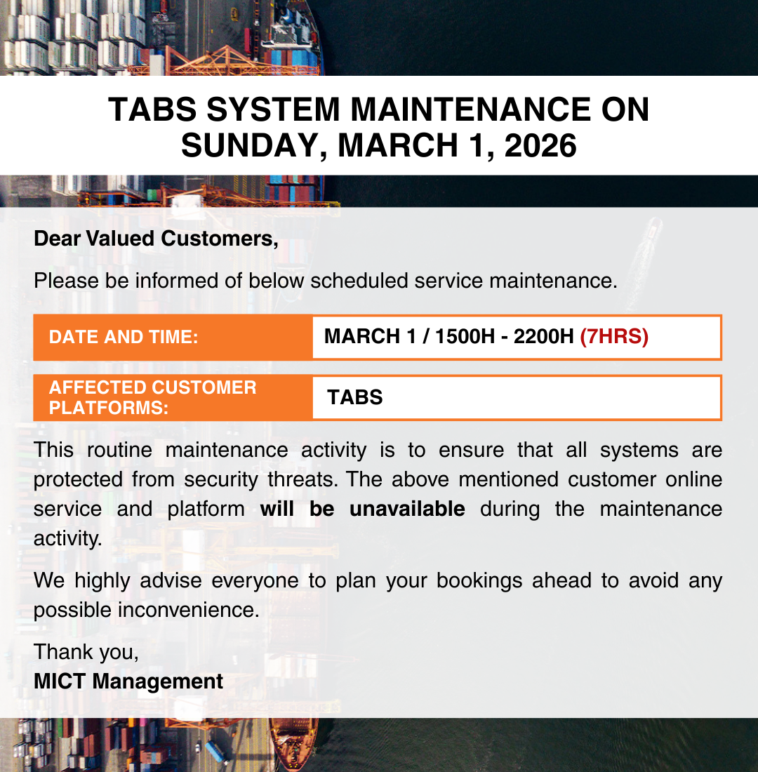 Advisory TABS System Maintenance on Sunday, March 1, 2026